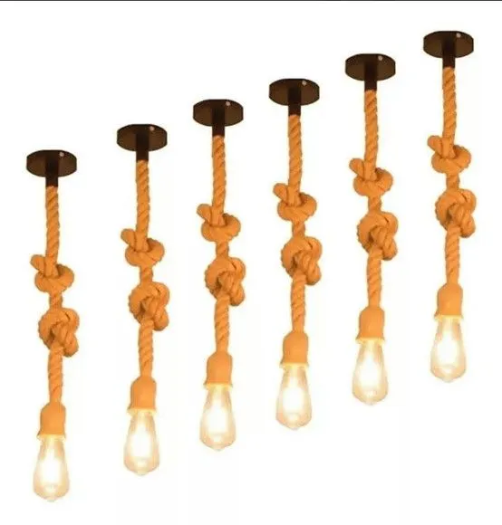 06 Luminária Pendente Design Rustico Corda Natural Bocal E27 - foto 3