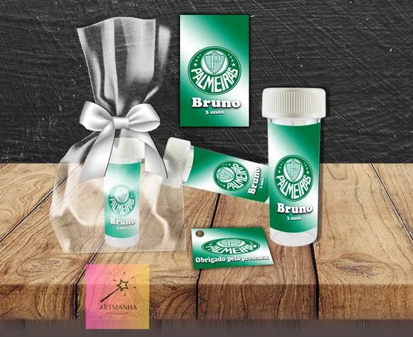 Bolha de Sabão Palmeiras Personalizada - feito à mão por Artmanha Lembrancinhas