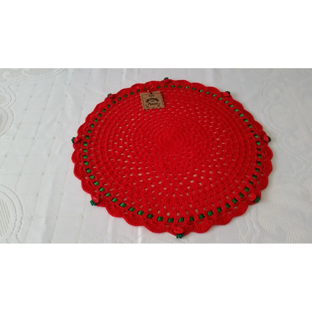 Sousplat em Crochê Natal Vermelho - foto 2