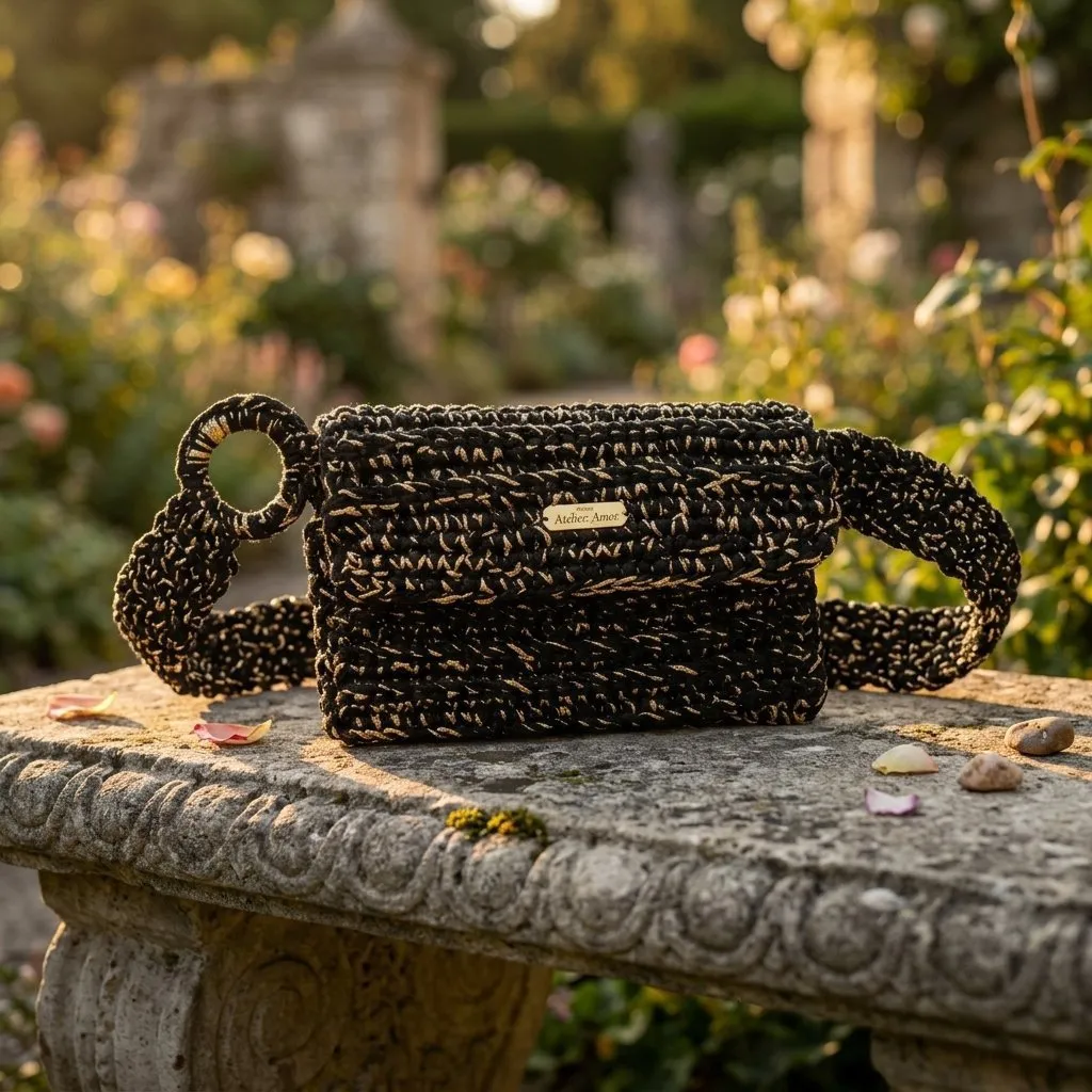 bolsa mochila transversal em fio de malha