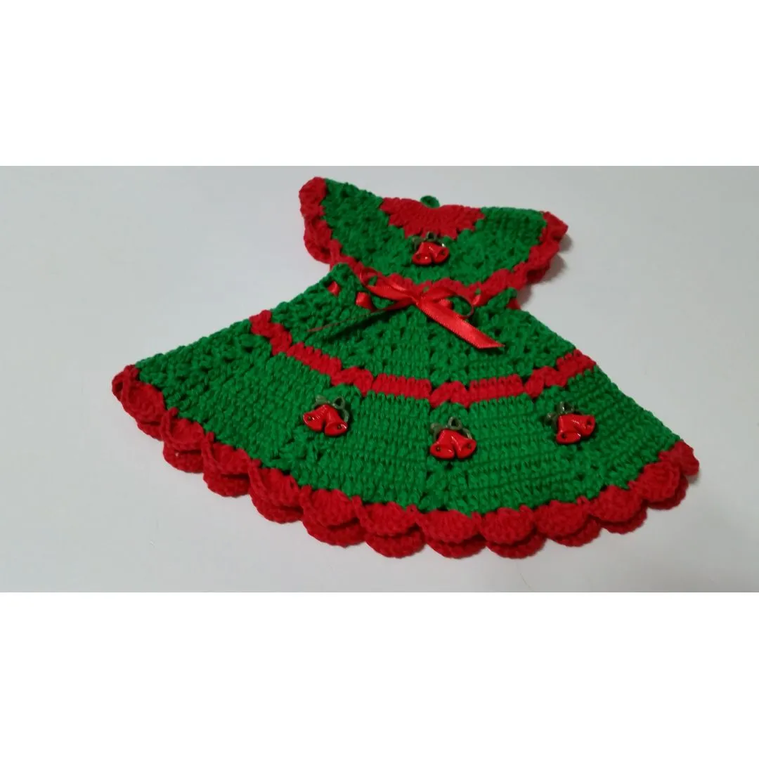 Pegador de Panelas Vestido Cores do Natal Verde/ Vermelho - foto 3