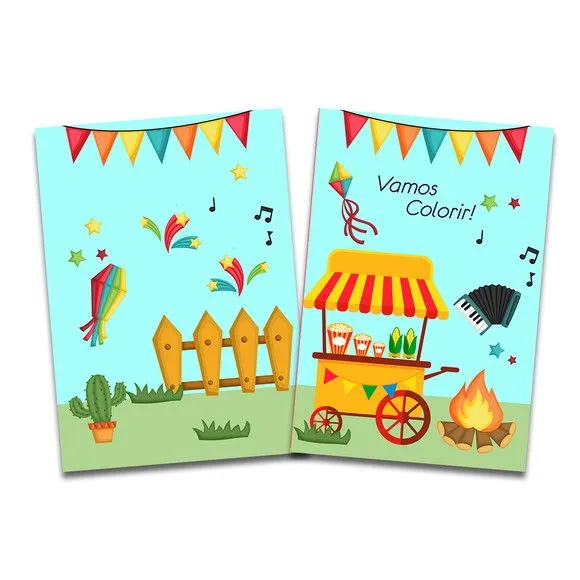 Revista para Colorir Festa Junina 14x10cm - artesanato de PAPCRIE