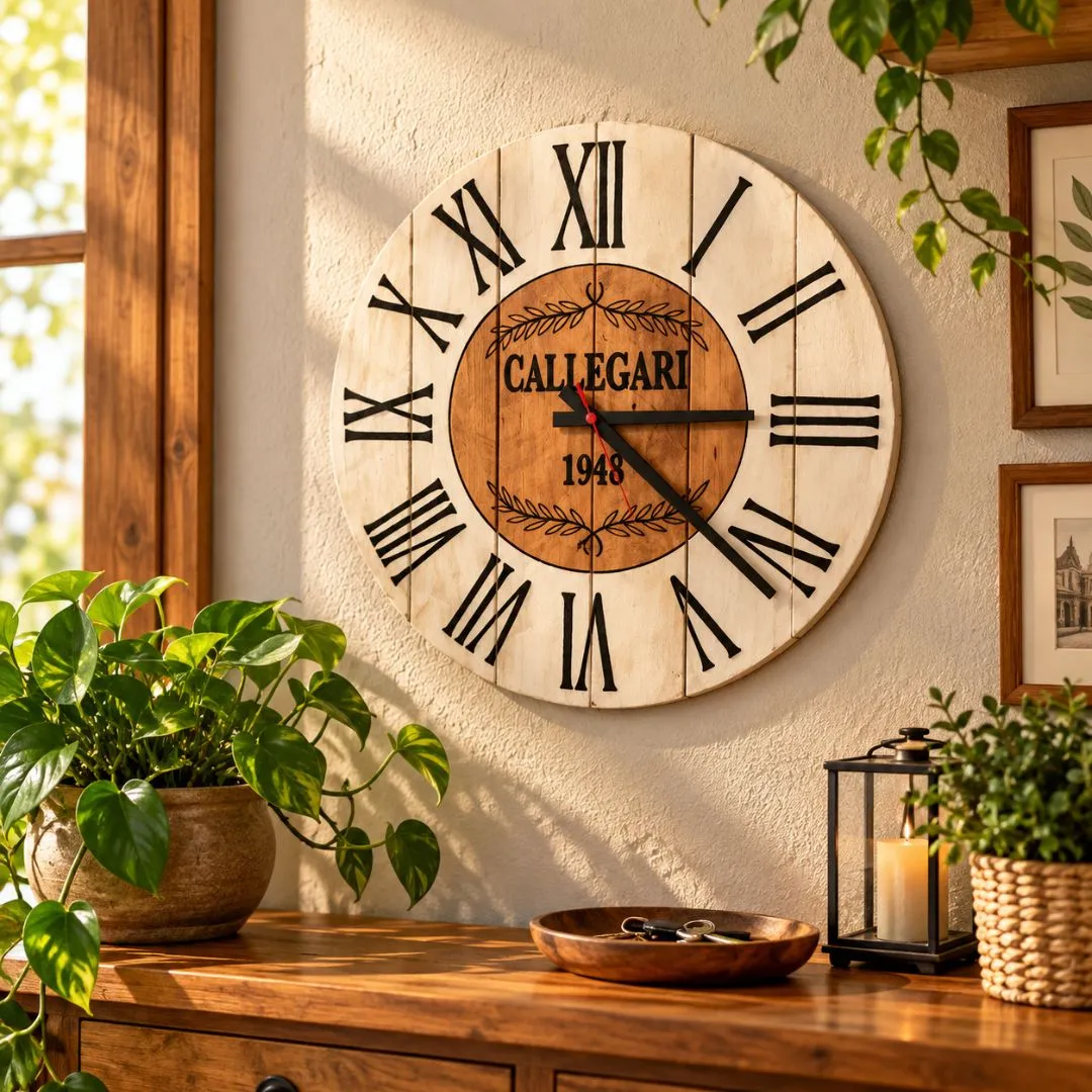 🕰️ Relógio de Parede Rústico em Madeira – 40 cm (modelo 2)