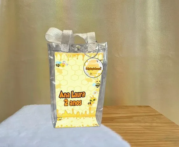 Sacola Transparente Abelinha Personalizado - artesanato de Artmanha Lembrancinhas