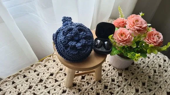 Case em Crochê para Fone de Ouvidos Azul Náutico - foto 5
