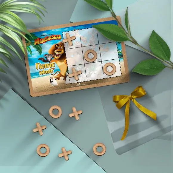 Jogo da Velha - Madagascar Personalizado - artesanato feito à mão por Mi Papelaria Criativa