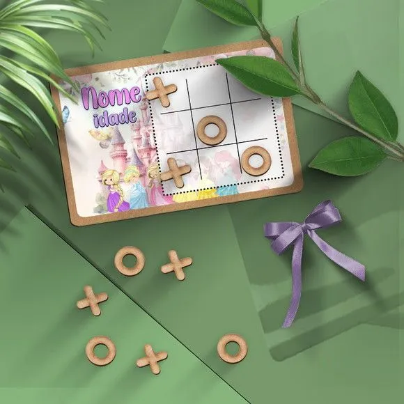 Jogo da Velha - Princesas Disney Personalizado - artesanato feito à mão por Mi Papelaria Criativa