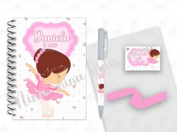 Bloquinho Grande com Caneta Bailarina Personalizada - artesanato feito à mão por creativitybynina