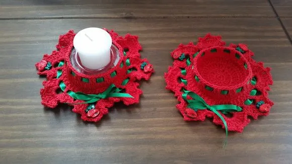 Conjunto de Porta Velas Natalina - Vermelha - foto 3