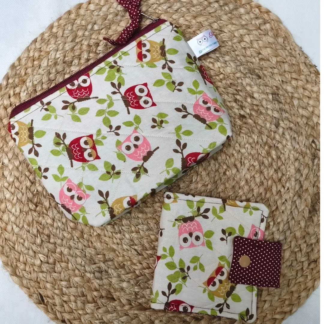 Kit Organizador de Bolsa Artesanal Necessaire + Porta Absorvente