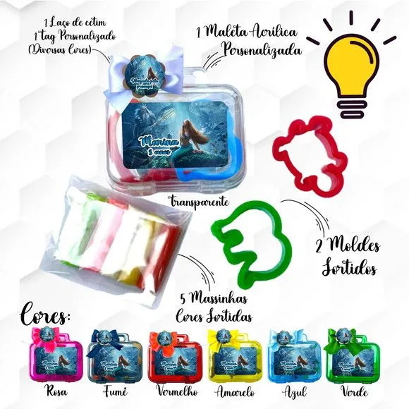 Mini Maleta com Massinhas Ariel Personalizada - feito à mão por Mi Papelaria Criativa