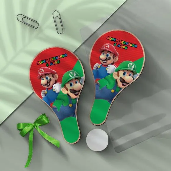Raquete Ping Pong - Super Mario Personalizada - feito à mão por Mi Papelaria Criativa