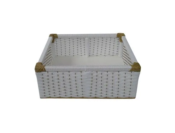 Kit 2 Cestos 29x19x14 e 1 Cesto 25x12x14 Branco e Bananeira - foto 3