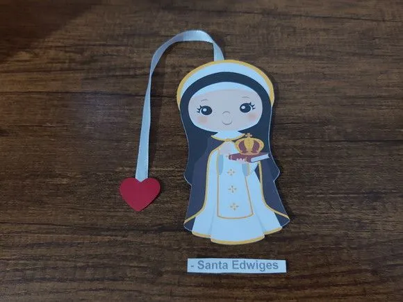 Marcador de Página 10 cm - Santa Edwiges - artesanato de Emejhu Personalizados