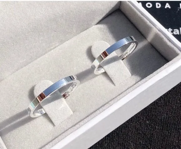 Par Alianças de Namoro Prata 950 2mm + Anel Solitário - artesanato feito à mão por TM JOIAS