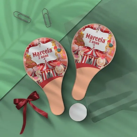Raquete Ping Pong - Circo Personalizada - feito à mão por Mi Papelaria Criativa