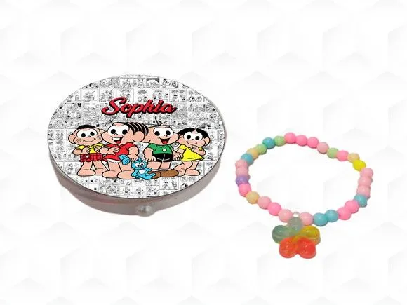 Latinha com Pulseira Turma da Monica Personalizada - artesanato feito à mão por creativitybynina