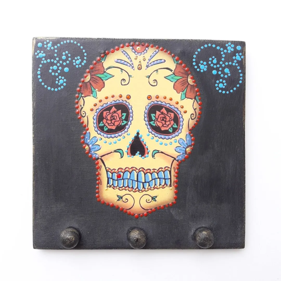 Porta Chave Caveira 2 - artesanato de Estudio Bananeira