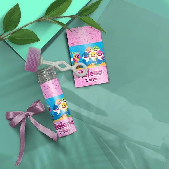 Bolha de Sabão - Baby Shark Personalizado - artesanato feito à mão por Mi Papelaria Criativa
