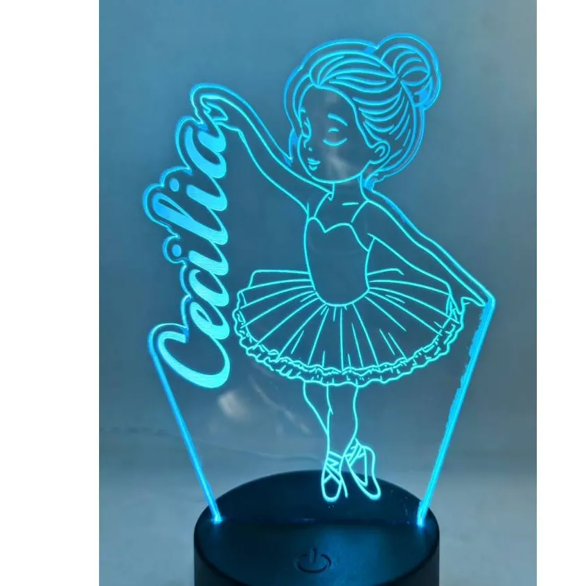 Luminaria Bailarina personalizada para quarto em acrilico de 3mm com base de led RGB - foto 5