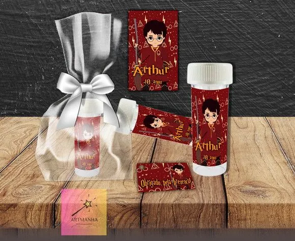 Bolha de Sabão Harry Potter Personalizada - feito à mão por Artmanha Lembrancinhas