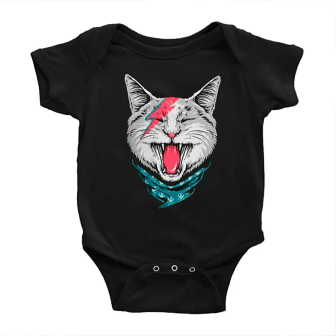 Body bebê David Bowie, estampa bowie cat, 100% algodão - foto 4