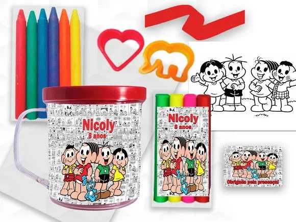 Caneca com Giz e Massinha Turma de Mônica Personalizada - artesanato feito à mão por creativitybynina
