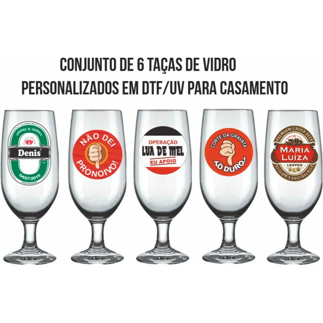 Conjunto de 6Taças de Vidro 300 ml - Cerveja/Shops para Casamentos