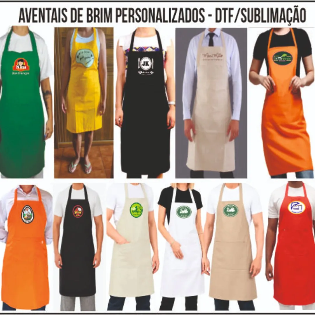 Aventais de Brim Personalizados a Pedido do Cliente em DTF Ou Sublimação - artesanato feito à mão por Kharmo Arts Camisetas e Brindes Personalizados
