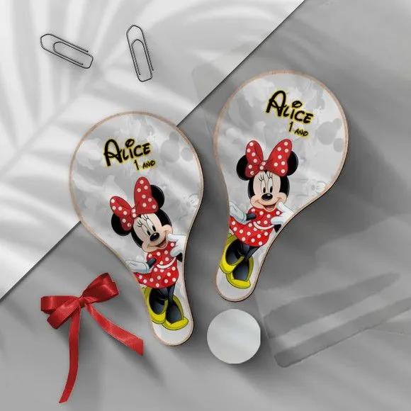 Raquete Ping Pong - Minnie Vermelha Personalizada - feito à mão por Mi Papelaria Criativa