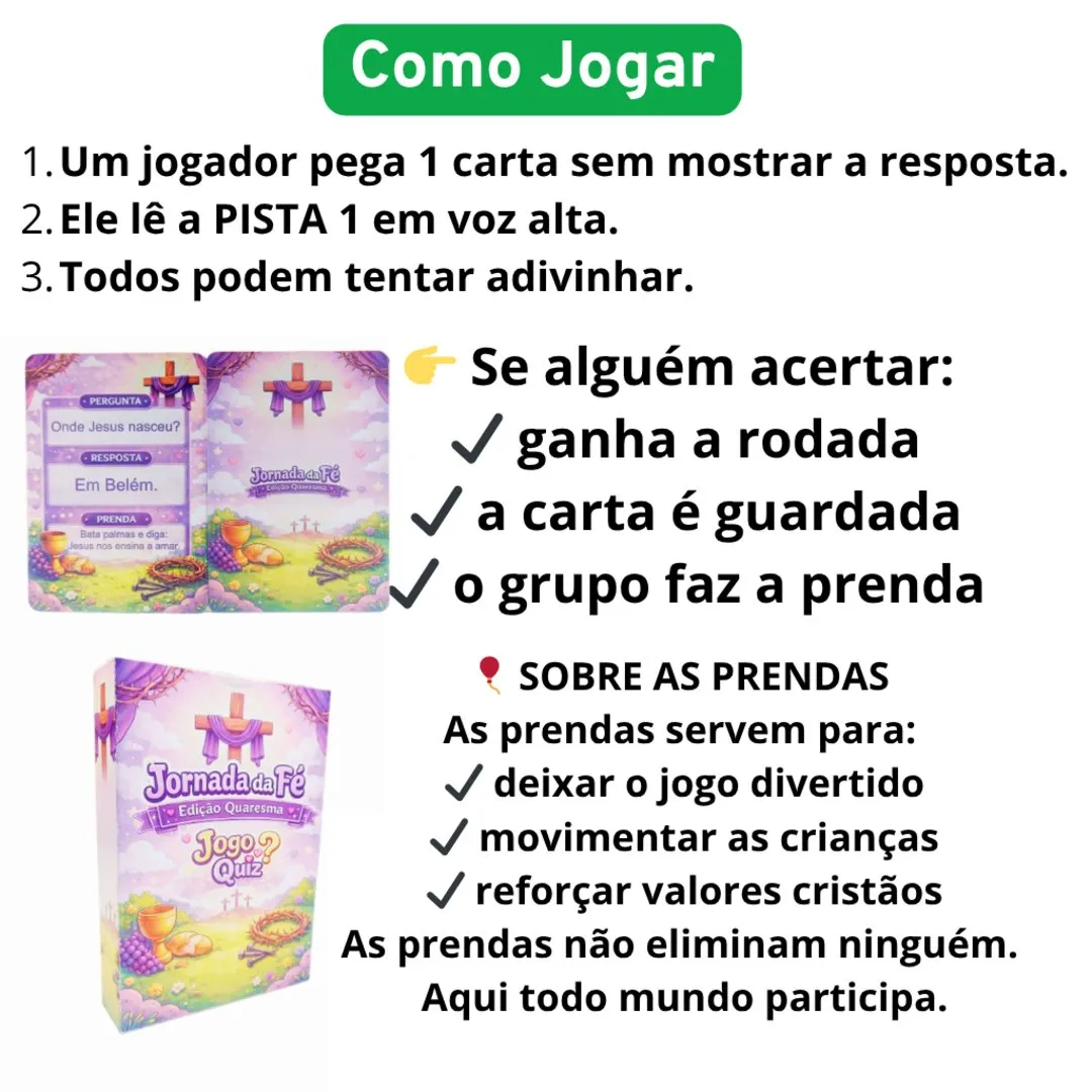Jogo Bíblico Infantil da Quaresma – Perguntas e Respostas JD Arte - foto 3