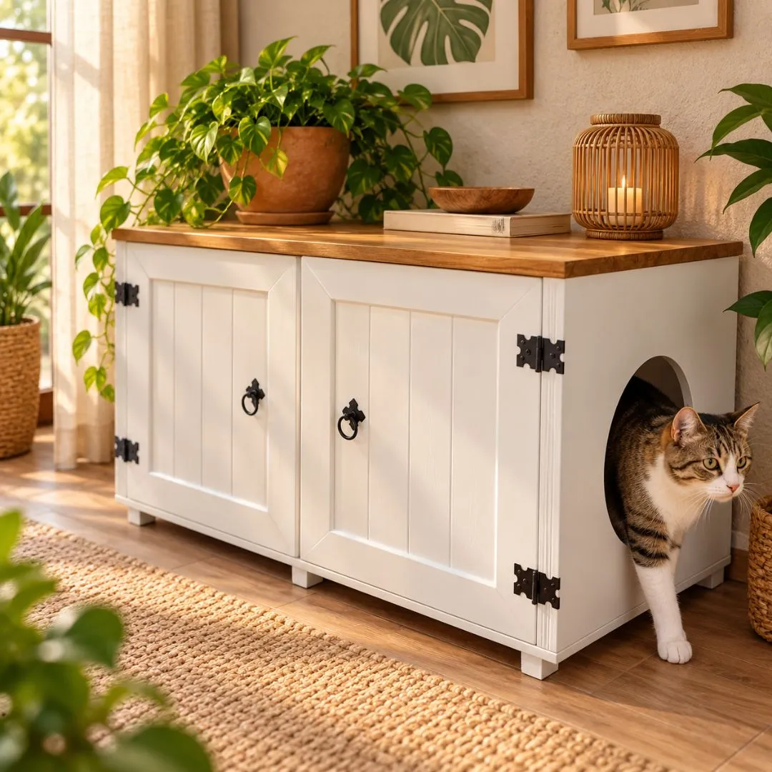 🐾 Banco Pet 27-25A -  Farmhouse — Branco & Madeira