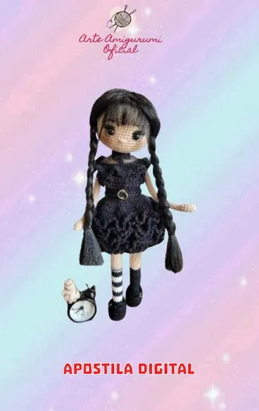 Receita Wandinha Addams Amigurumi - feito à mão por Arte Amigurumi Oficial