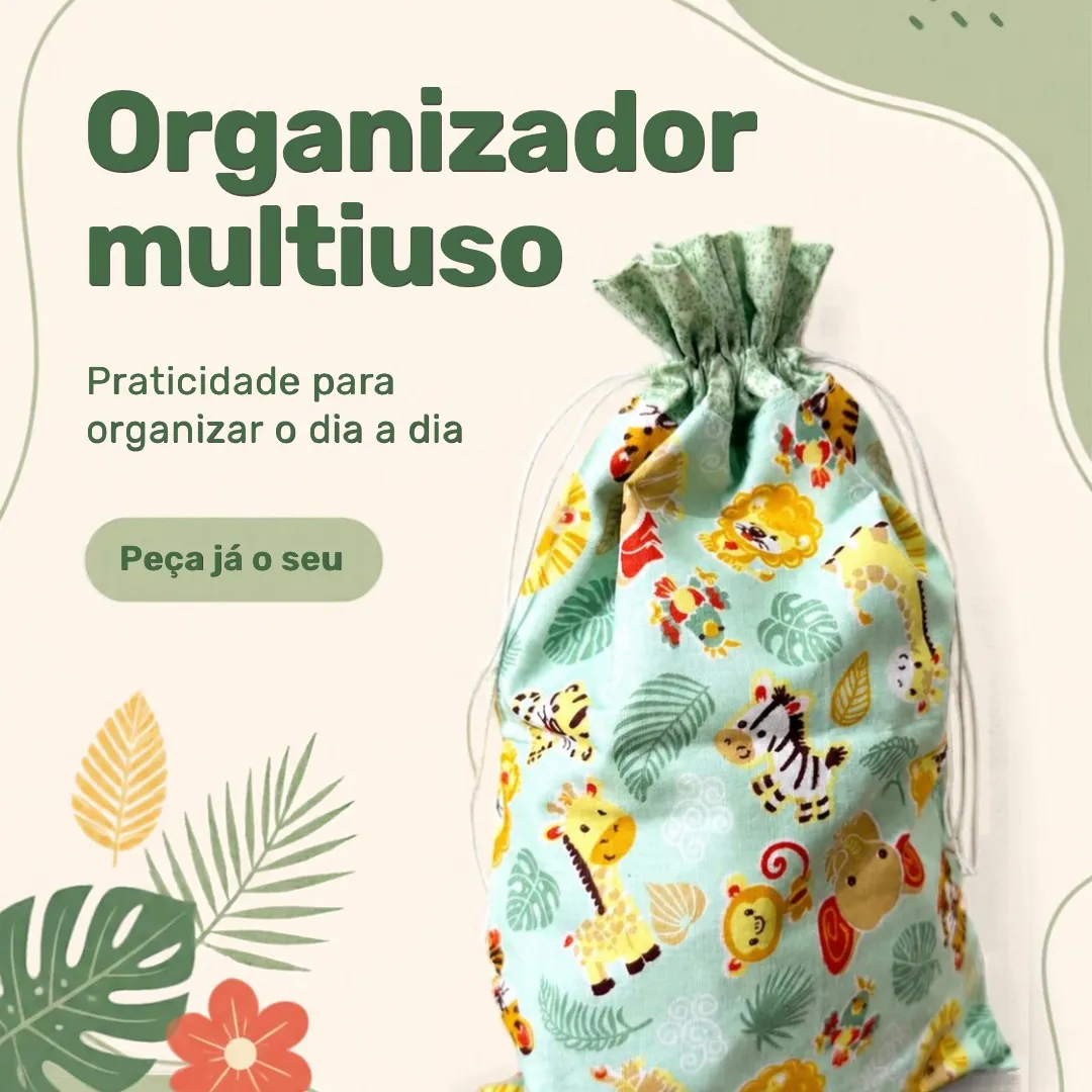 Saquinho organizador multiuso P - 3 - artesanato de Djulik