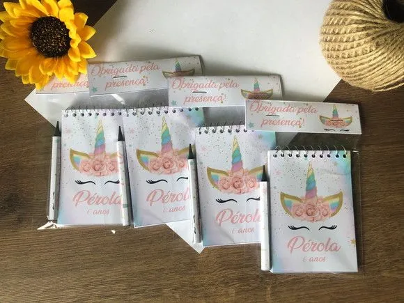 Bloquinho Unicórnio Personalizado. - artesanato feito à mão por Mi Papelaria Criativa