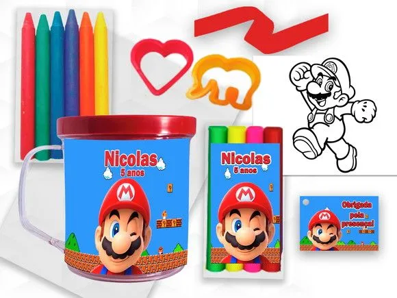 Caneca com Giz e Massinha Mario Personalizada - artesanato feito à mão por creativitybynina