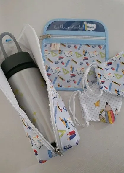 KIT Escolar- porta garrafa e porta máscaras - foto 2
