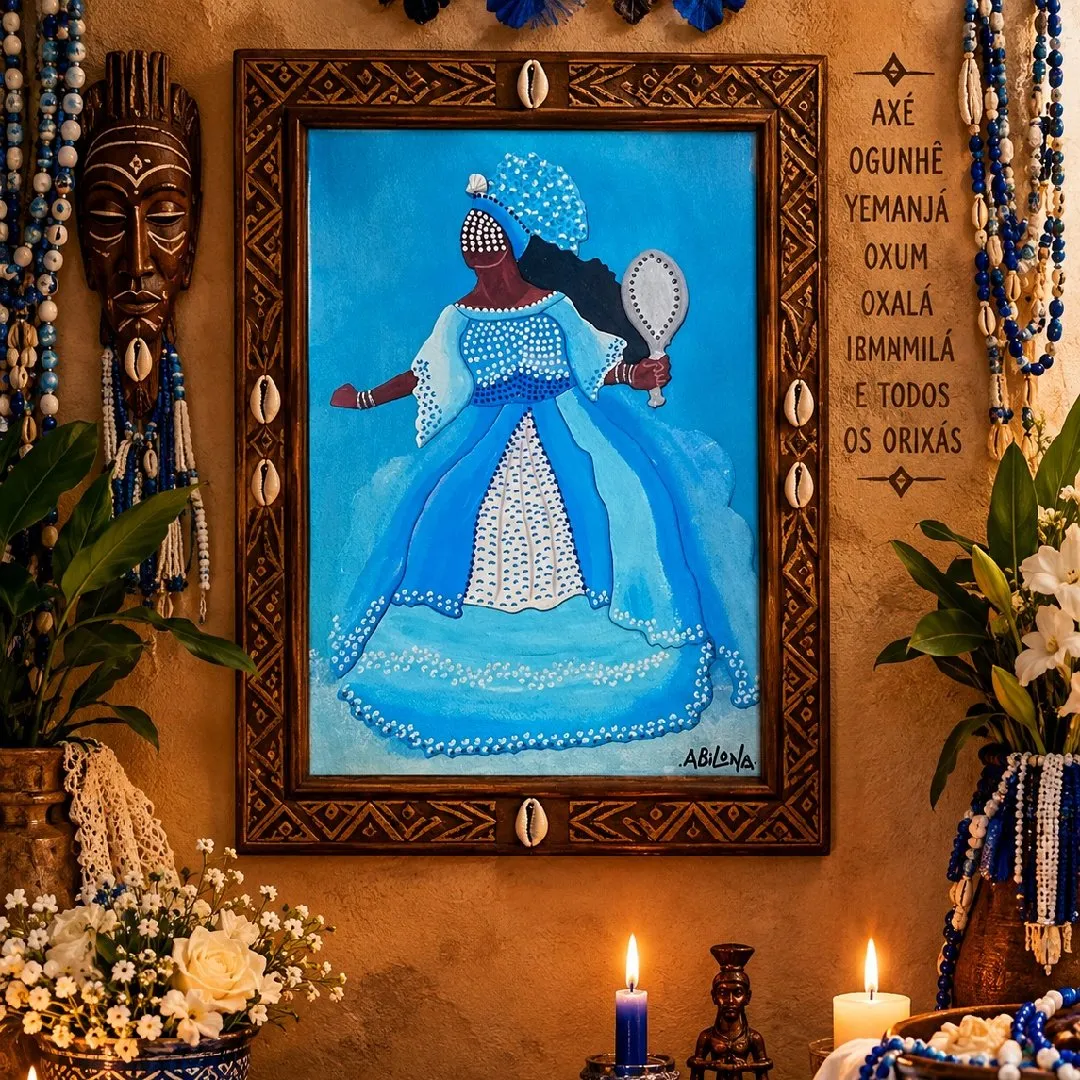 Quadro Yemanjá - artesanato feito à mão por Abilona Art