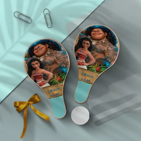 Raquete Ping Pong - Moana Personalizada - feito à mão por Mi Papelaria Criativa