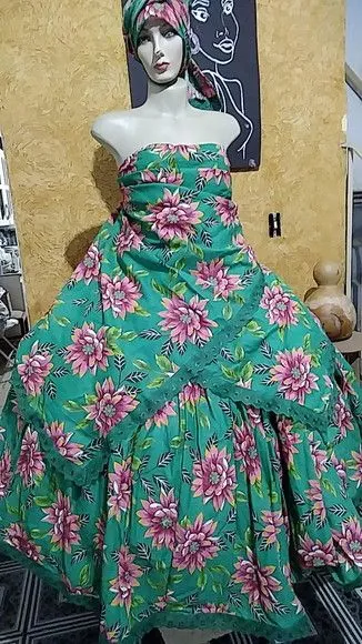 Baiana Colorida Verde - artesanato feito à mão por Ateliê Ofatemi