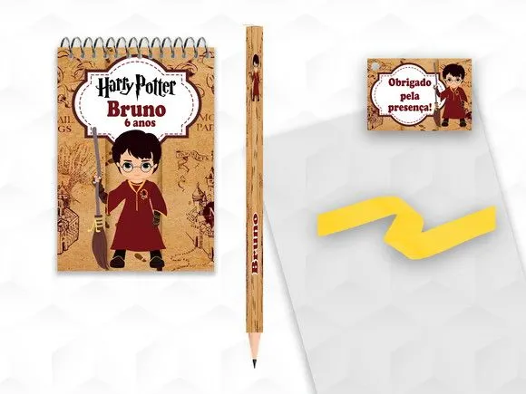 Bloquinho com Lápis Harry Potter Personalizado - artesanato feito à mão por creativitybynina