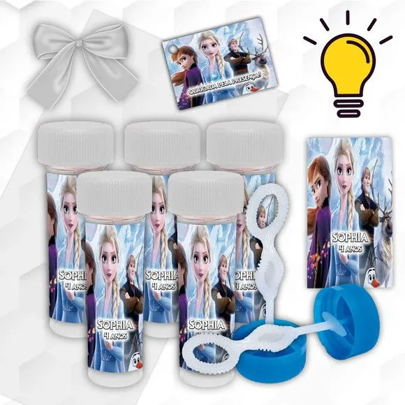 Bolinha de Sabão Frozen Personalizada - artesanato feito à mão por Mi Papelaria Criativa