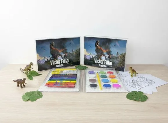 Estojo de Pintura - Dinossauro Personalizado - artesanato feito à mão por Mi Papelaria Criativa