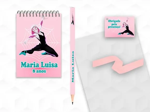 Bloquinho com Lápis Gwen Personalizado - artesanato feito à mão por creativitybynina