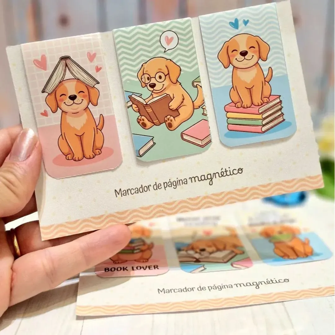 Marcador de Página Magnético Kit Com 03 - Cachorrinhos Fofos 2 - artesanato de Emejhu Personalizados