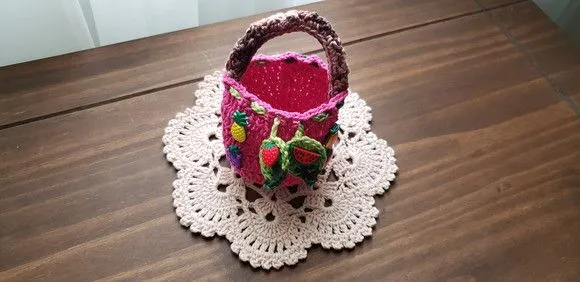 Capa de Crochê para Frutas - Magenta - foto 3
