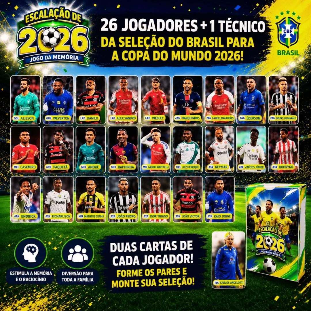 Jogo Da Memória Educativo Futebol Infantil Brasil 2026 JD Arte - artesanato feito à mão por JD Arte