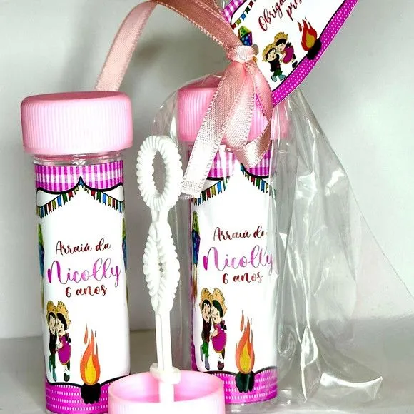 Bolinha de Sabão Festa Julina Personalizada - artesanato feito à mão por Mi Papelaria Criativa