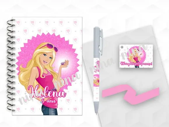 Bloquinho Grande com Caneta Barbie Personalizada - artesanato feito à mão por creativitybynina