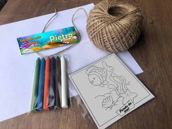 Kit Giz de cera Fundo do Mar Personalizado - feito à mão por Mi Papelaria Criativa